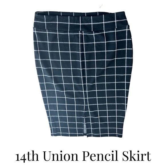 14th Union Pencil Skirt Black and white stretch - below knee - XL - Picture 1 of 6